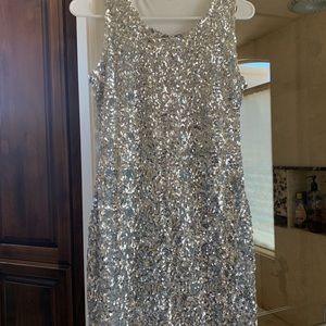 Silver Sequence Mini Dress or Long Tank Top